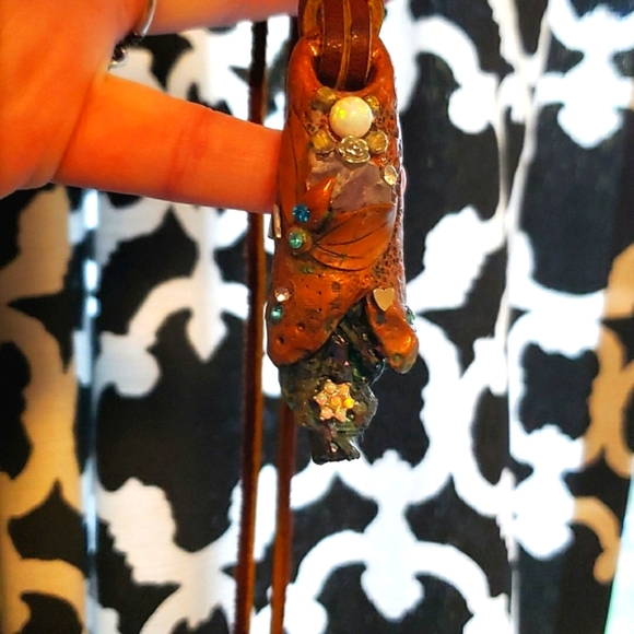 OPAL AMETHYST TITANIUM DRUZY AMULET CRYSTAL LEATHER NECKLACE HANDMADE☆OOAK BOHO - Picture 15 of 17